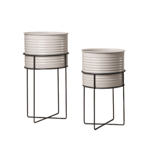 Ensemble de deux pots et jardinières en métal finition or, support pour plantes, décoration pour la maison, le jardin, l'hôtel, le restaurant, le salon - Product Image 5