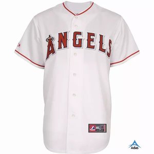Maillot de baseball Angels pour homme, blanc, sans manches, en sergé, boutonné sur le devant, coupe classique, vêtement d'équipe pour adulte, 100 % polyester respirant - Product Image 1