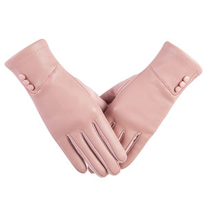 Brown Leather Wrist Length <b>Gloves</b> <b>Wool</b> Lined Thermal Plain Style Daily Use Winter Outdoor - Product Image 2