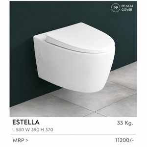 โถสุขภัณฑ์แบบแขวนผนัง Estella ดีไซน์มินิมอล ทรงกลม ระบบไซฟอน  แบบติดผนัง P-trap/S-trap  เป็นมิตรกับสิ่งแวดล้อม สำหรับห้องน้ำ - Product Image 2
