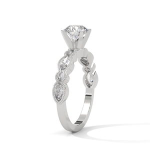 18K Gold Engagement <b>Ring</b> Round Brilliant Diamond Bridal Band Marquise Side Stone <b>Resizable</b> Women Jewelry - Product Image 2