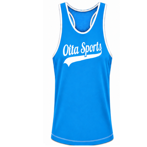 Sky Blue <b>White</b> Swim <b>Tank</b> <b>Top</b> Sleeveless Racerback Lightweight Quick Dry Breathable Training Performance Athletic Swimwear - Product Image 1