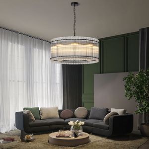 Lampadario Moderno Nero a 2 Livelli con 8 Luci in Cristallo Effetto Ondulato da 37 Pollici per Sala da Pranzo, Soggiorno, Camera da Letto, Finitura Lucida - Product Image 3