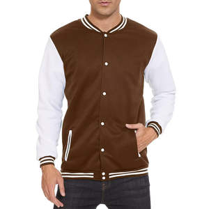 Veste de baseball unisexe de style unique, couleur marron unie, coupe ample, streetwear, boutonnée, séchage rapide, pour l'hiver. - Product Image 5