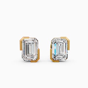 <b>Emerald</b> Cut Solitaire Diamond <b>Studs</b> Featuring 2.00 Ct Lab Grown Diamond | In 9K Yellow White And Rose Gold - Product Image 3