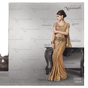 Saris indiens pour fêtes de mariage avec chemisier de créateur en lin, designs modernes, haute qualité, prix du marché - Product Image 1