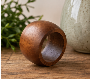 Anneau de serviette en bois naturel rond marron, décoration de table pour mariage, fête, repas à la maison - Product Image 3