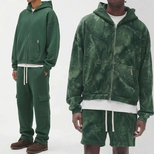Sweat à capuche zippé en molleton épais tie-dye personnalisé pour homme, style streetwear hiver, coupe oversize décontractée, vente en gros - Product Image 4