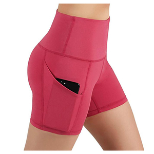 Shorts de yoga taille haute pour femme, avec poche téléphone, élastique, sans couture, effet push-up, compression, sexy, grande taille - Product Image 4