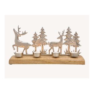 <b>Christmas</b> Aluminum Tea <b>Light</b> Holder with Deer and <b>Trees</b> Design for Home Decoration - Product Image 1