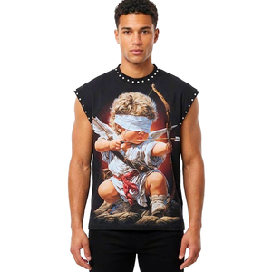 เสื้อกล้ามพิมพ์ลายกราฟิกประดับเพชรแบบ DTG ยี่ห้อ Glory Custom ผลิตจากผ้าฝ้าย 100% สไตล์ใหม่ทันสมัย เสื้อยืดแขนกุดสำหรับทุกเพศ สวมใส่สบาย - Product Image 5
