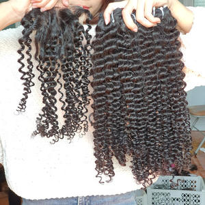 Paquet de cheveux vietnamiens bruts bouclés trame Machine 8-32 pouces avec fermeture assortie/dentelle frontale HD Super Double dessiné Remy vierge - Product Image 5