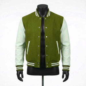 Best Selling Custom Wool Coated Front Reversible Stand Letterman Bomber Varsity Jacket Men Women with cheap price for sale - Product Image 1