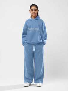 ONETEN APPARELS Conjunto Deportivo Unisex de Invierno con Sudadera con Capucha y Pantalones Deportivos con Estampado de Puntos Azules, Cintura Elástica de Spandex, Atuendo Informal - Product Image 6