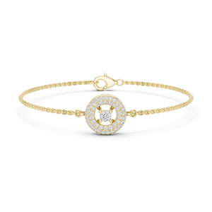 Pulsera de Oro Amarillo de 18K con Halo de Diamantes de Corte Redondo, Cadena Fina, Brazalete, Colgante de Racimo Certificado por IGI, Joyería de Regalo, Nuevo Diamante Cultivado - Product Image 1