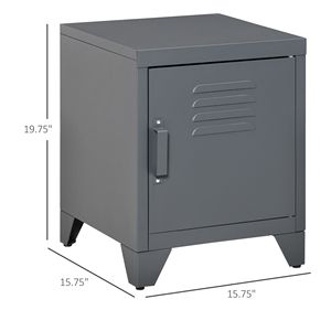 Armadietto Industriale Grigio con Ripiano Regolabile, Tavolino Laterale e Anta per Soggiorno - Product Image 3
