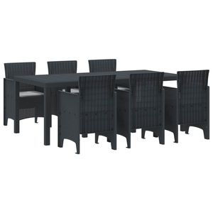 Set da Pranzo da Giardino in Polipropilene Antracite a 7 Pezzi, Arredamento da Patio - Product Image 1