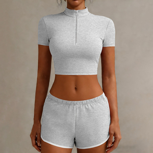 2026 New Arrival Ribbed Crop Top High Waisted Scrunch Biker Shorts Active Set Women Gym Yoga Sportswear Squad <b>Proof</b> - Product Image 5