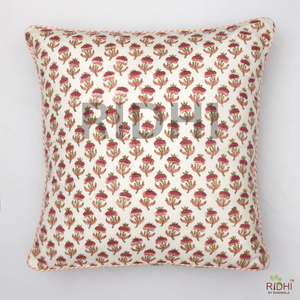 Funda de Almohada Ridhi India Hecha a Mano con Estampado Floral, 100% Algodón, con Ribete, Extraíble y Lavable, para Dormitorio, Sofá y Sillón - Product Image 1