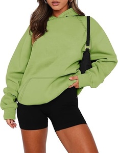 Sudadera con Capucha Verde Extra Grande, Color Sólido, Manga Larga, Forro Polar, Unisex, Ropa de Invierno, Diseño con Bolsillos, Transpirable, Ecológica - Product Image 1