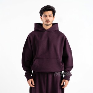 Sweat à capuche personnalisé en molleton de coton 350 GSM, coupe décontractée, épaules tombantes, pour les propriétaires de boutiques, style streetwear - Product Image 2