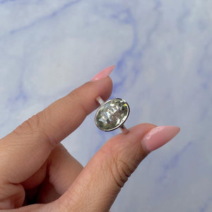 Elegant Green Amethyst Ring Oval Brass <b>Silver</b> Plated Minimalist Gemstone Ring Daily Wear Jewelry for Women - Product Image 2
