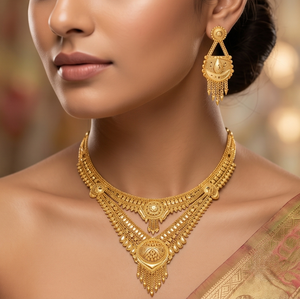 Divyoro Women's Copper Alloy Short <b>Statement</b> <b>Necklace</b> Ethnic Tassel Design Adjustable Length Classic Style for Wedding Occasions - Product Image 3