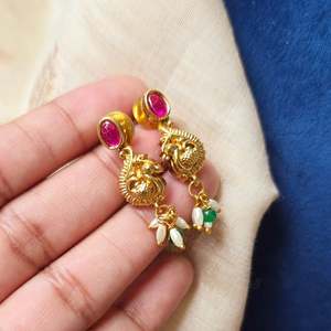 Trendy Designer Gold Plated Zircon and Pearl Earring Set for Wedding - Product Image 3