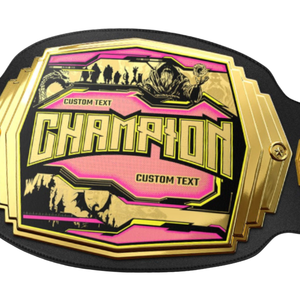 Cinturón de Campeonato Personalizable en Dorado y Rosa, Cinturón con Título de 'Campeón' Personalizado con Texto a Medida - Product Image 5