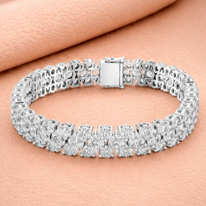 Pulsera de tenis de lujo chapada en plata con doble fila de moissanita tallada, joyería para mujer para bodas y fiestas, claridad VVS1-VVS2 IGI - Product Image 2