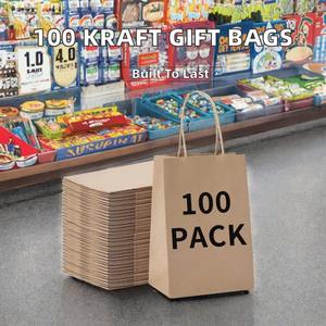 Sacs cadeaux en papier kraft brun robuste Prime Enterprises avec poignées torsadées, imprimés flexo, style classique, vente en gros - Product Image 3