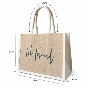 ถุงช้อปปิ้งผ้ากระสอบ PP ธรรมชาติ ขนาด 36x27x16 ซม. สกรีนโลโก้ตามสั่ง ขายส่ง OEM ของขวัญองค์กรและถุงขายปลีก - Product Image 2