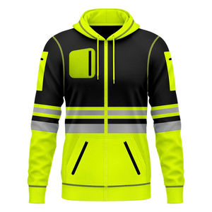 Sudadera con Capucha Reflectante para Hombre, Color Sólido, Cierre de Cremallera, Transpirable, de Poliéster, Informal, para Otoño, Corte Regular - Product Image 1
