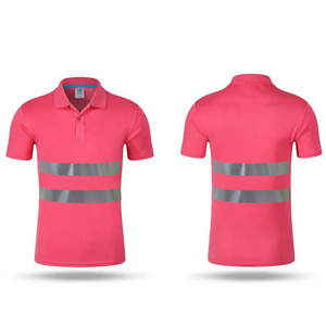 Men's <b>Black</b> Reflective Polo Shirt Short Sleeve Hi Visibility Workwear with Silver Stripes - Product Image 5
