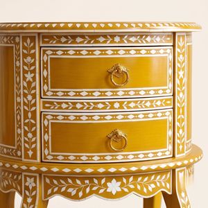 Mesita de noche clásica con incrustaciones de hueso para el hogar, hotel, oficina, dormitorio, sala de estar, con la mejor calidad en diseño floral, muebles modernos. - Product Image 5