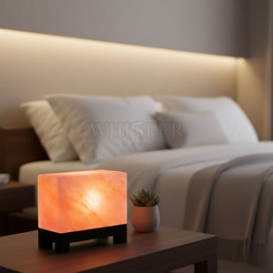 Soft Glow High Quality Carved Himalayan <b>Cube</b> Salt Lamp Modern Home Decor Natural Look - Product Image 3