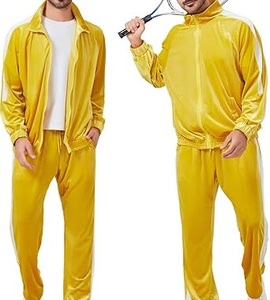 Hot Selling Fashionable Velvet <b>Velour</b> Track Suits Two Pcs Zipper Suit Sweat Stylish <b>Velour</b> Suit Yoga Yellow <b>Tracksuit</b> Breathable - Product Image 3
