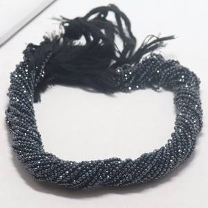 Cuentas facetadas de espinela negra natural de 2 mm, cuentas de espinela negra con revestimiento plateado de 13 pulgadas, cuentas de piedras preciosas de espinela negra a granel - Product Image 4
