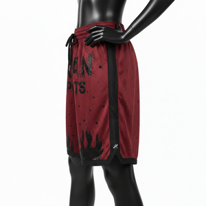 Short de basket-ball pour femmes, léger, en tissu polyester mesh, 145 GSM, coupe athlétique, empiècements latéraux, logo personnalisé. - Product Image 3