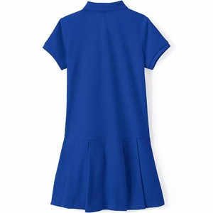 Robe uniforme scolaire en coton bleu pour filles, style jupe à manches courtes en tissu tricoté - Product Image 2