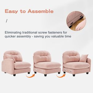 Divano Componibile a U in Morbido Tessuto Chenille con Pouf, Schiuma ad Alta Densità, Design Ergonomico EL per Soggiorno - Product Image 6