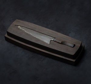 13 Inch Hunting <b>Knife</b> Stainless Steel <b>Blade</b> Serrated Edge Brass Accents Natural Wood Handle Leather Sheath OEM Customizable - Product Image 5