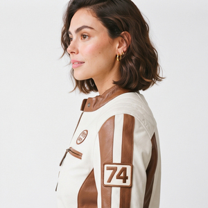 Veste en cuir véritable de qualité supérieure pour femmes, veste de motard, veste vintage tendance pour femmes, vêtements d'extérieur en cuir pour l'hiver - Product Image 4