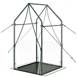 Serra Portatile Mini 170x137x91 cm con Telaio in Metallo Antivento, Fondo in PE e Copertura Trasparente in PVC per Piante da Esterno - Product Image 3