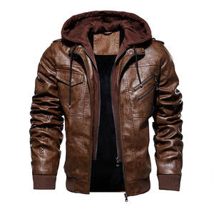 Veste en cuir pour homme, style business décontracté, imperméable, coupe-vent, pour moto, avec fermeture éclair - Product Image 2