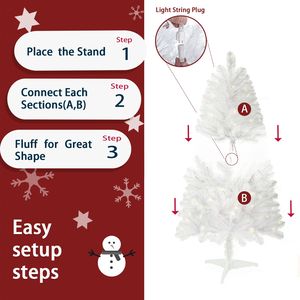 Albero di Natale Artificiale Norwood S Bianco da 120 cm con 100 Luci LED Bianco Caldo e 241 Punte Realistiche Preilluminate con Supporto - Product Image 3