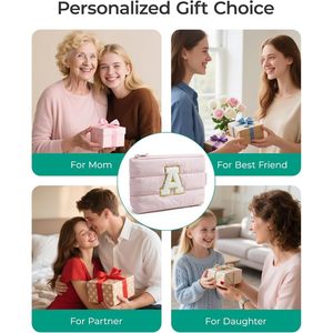 Borsa da viaggio personalizzata rosa piccola, organizer cosmetico impermeabile con iniziali per donne, adolescenti, spose - Product Image 2