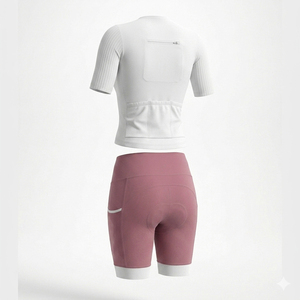 Ensemble de maillot de cyclisme et de short de vélo de route pour femmes, logo personnalisé sur le devant, haute performance, côtelé, 100% polyester, respirant, séchage rapide, 120g - Product Image 2