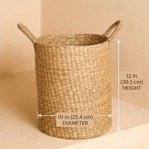 Juego de 2 cestas simples de mimbre tejido a mano, cestas de almacenamiento ecológicas al por mayor, hechas en Vietnam - Product Image 3