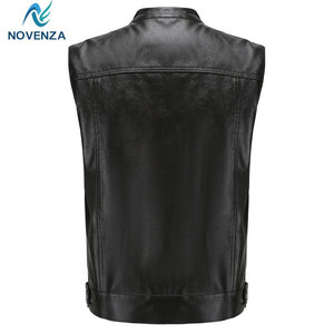 Gilet en cuir moderne pour homme, design boutonné sur le devant, imperméable, léger, plusieurs poches, style motard, décontracté, streetwear - Product Image 2